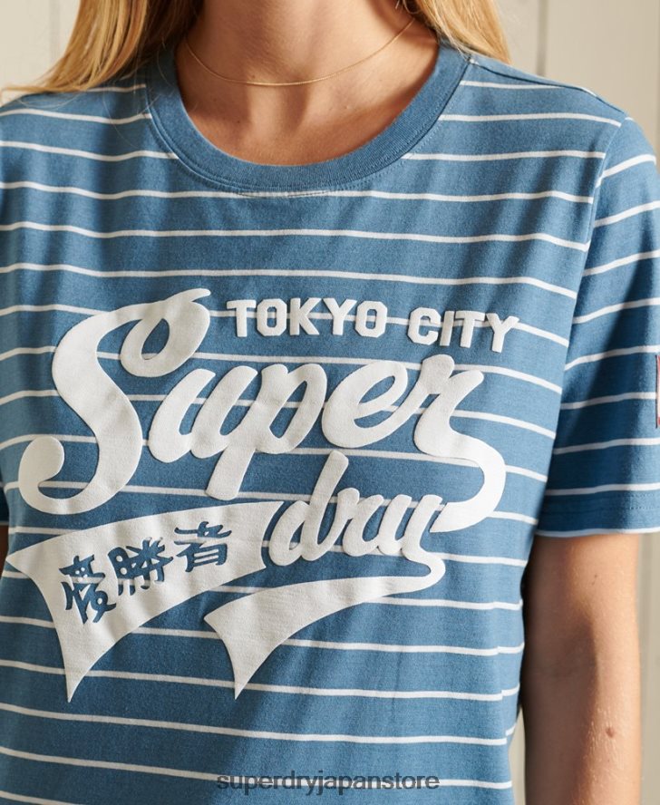 スクリプトスタイルカレッジストライプTシャツ 女性 Superdry 衣類 青 2J62PZ2794