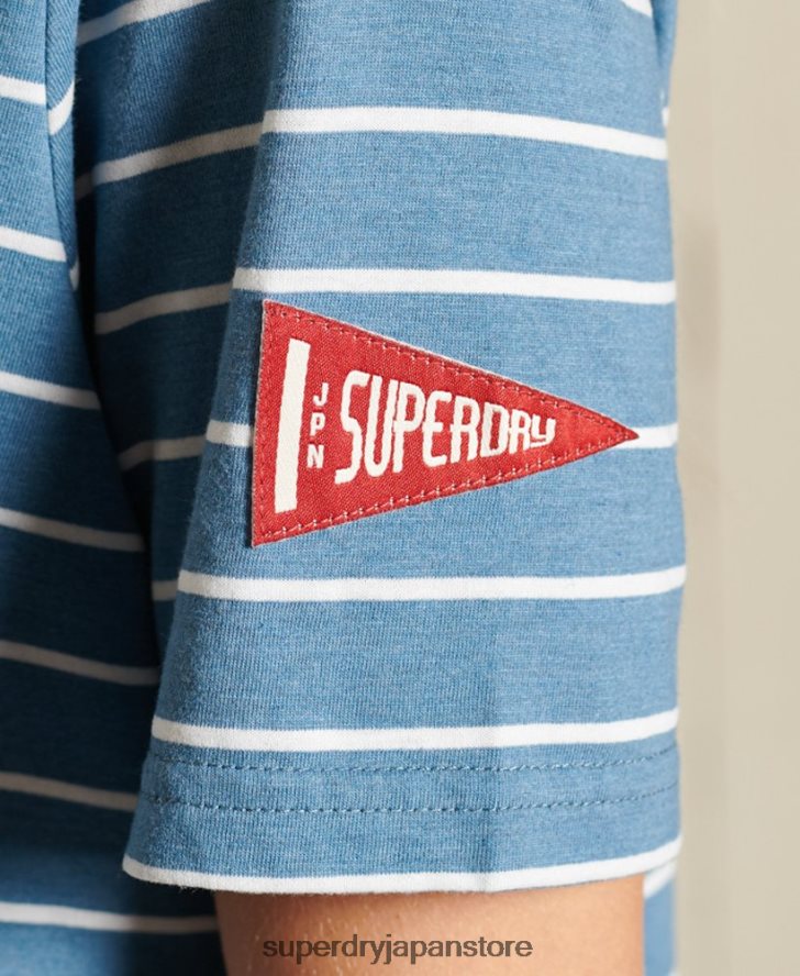 スクリプトスタイルカレッジストライプTシャツ 女性 Superdry 衣類 青 2J62PZ2794