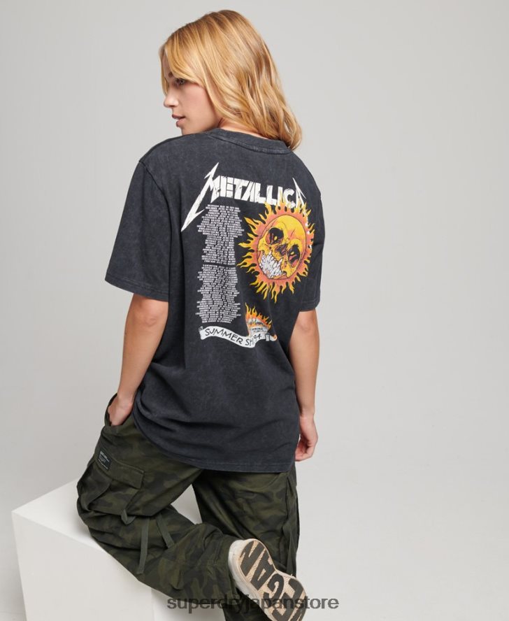メタリカ限定バンドTシャツ 女性 Superdry 衣類 黒 2J62PZ2799