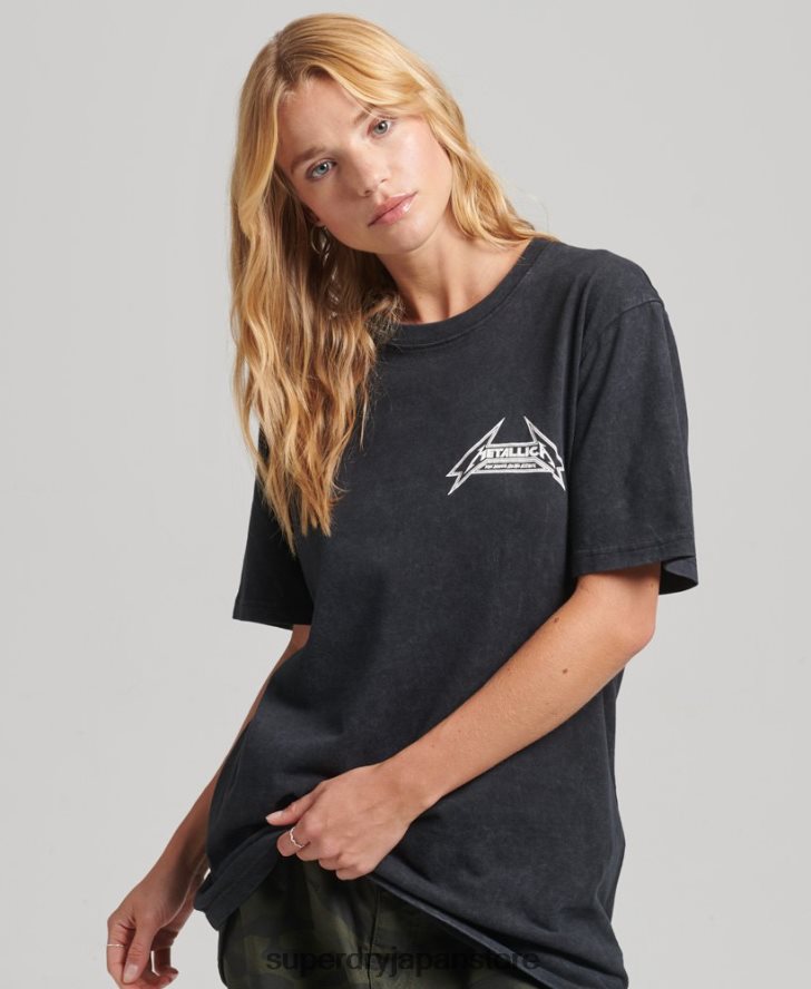 メタリカ限定バンドTシャツ 女性 Superdry 衣類 黒 2J62PZ2799