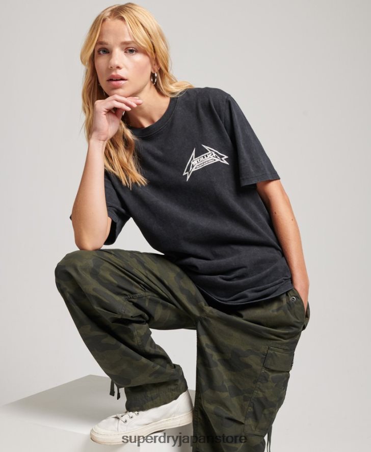 メタリカ限定バンドTシャツ 女性 Superdry 衣類 黒 2J62PZ2799