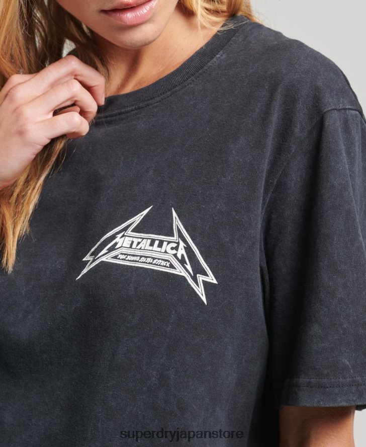メタリカ限定バンドTシャツ 女性 Superdry 衣類 黒 2J62PZ2799