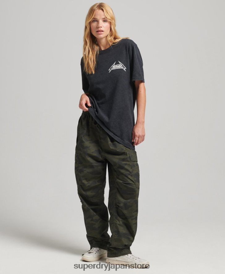 メタリカ限定バンドTシャツ 女性 Superdry 衣類 黒 2J62PZ2799