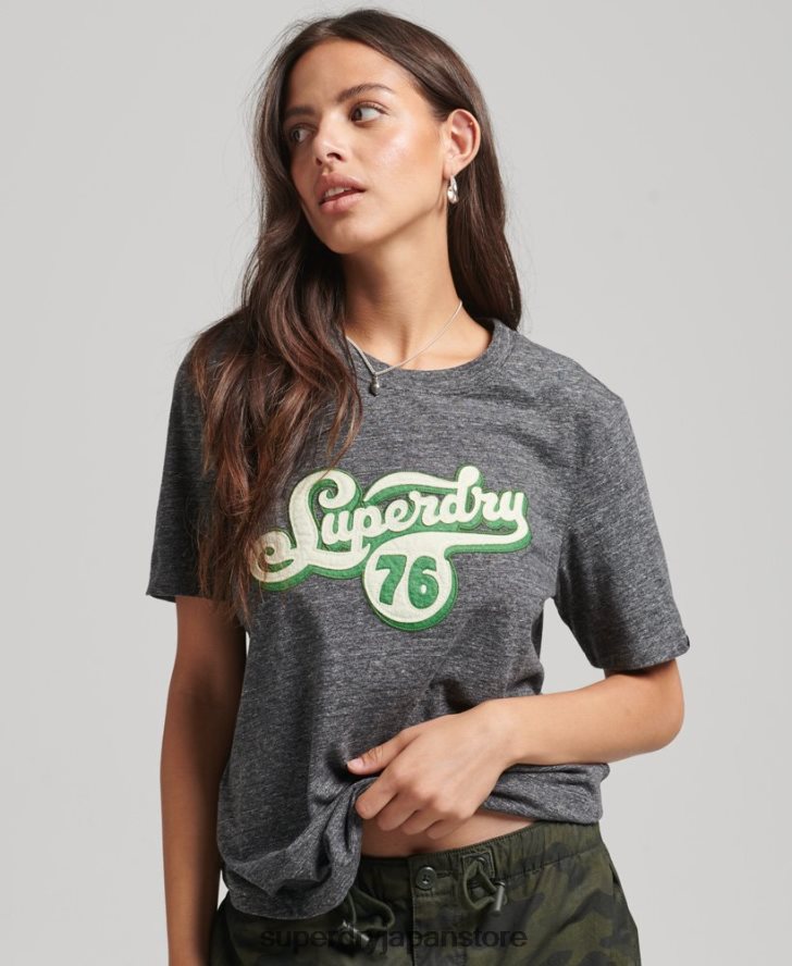 ノスタルジアスクリプトTシャツ 女性 Superdry 衣類 濃い灰色 2J62PZ2800