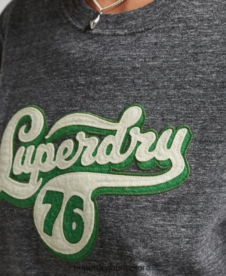 ノスタルジアスクリプトTシャツ 女性 Superdry 衣類 濃い灰色 2J62PZ2800