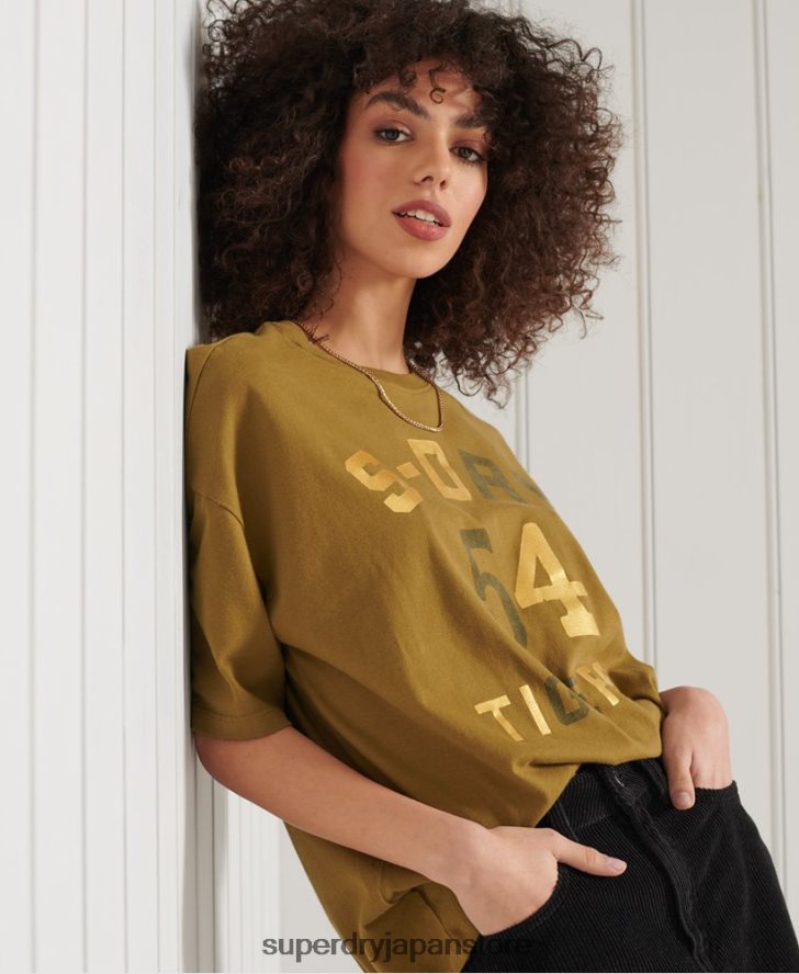 ミリタリーナラティブボクシーTシャツ 女性 Superdry 衣類 緑 2J62PZ2802