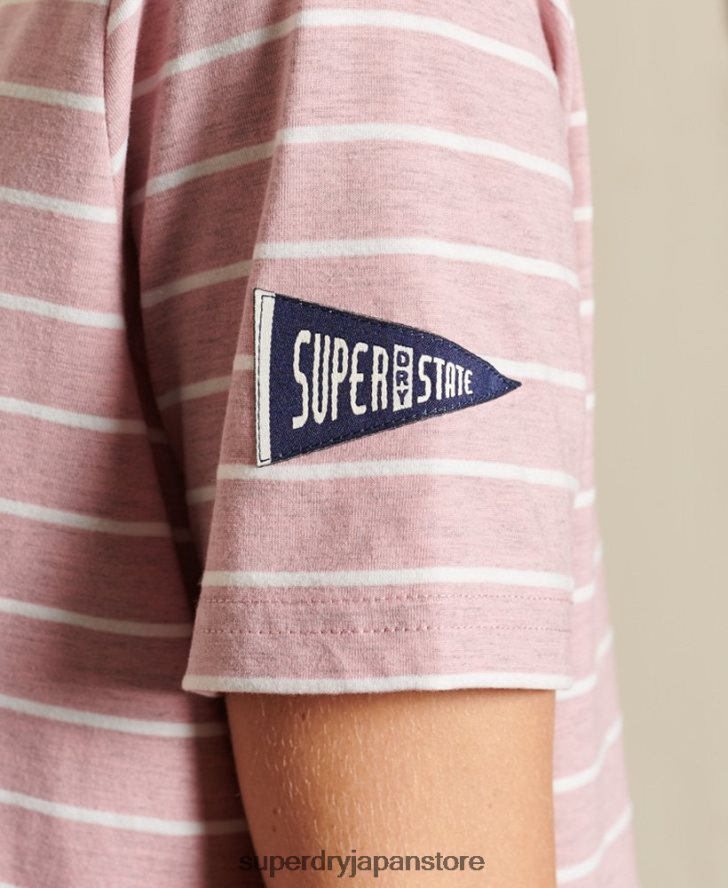 ヴィンテージロゴソースストライプTシャツ 女性 Superdry 衣類 ピンク 2J62PZ2804