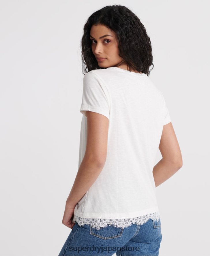 ティリーレースグラフィックTシャツ 女性 Superdry 衣類 白 2J62PZ2805