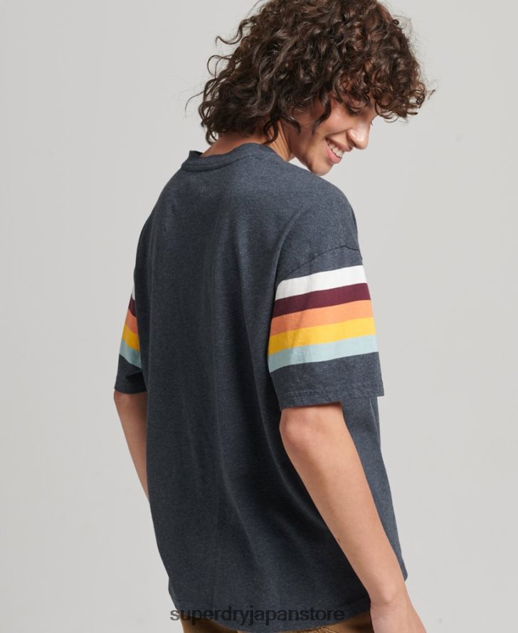 ヴィンテージカリストライプボクシーTシャツ 女性 Superdry 衣類 海軍 2J62PZ2807
