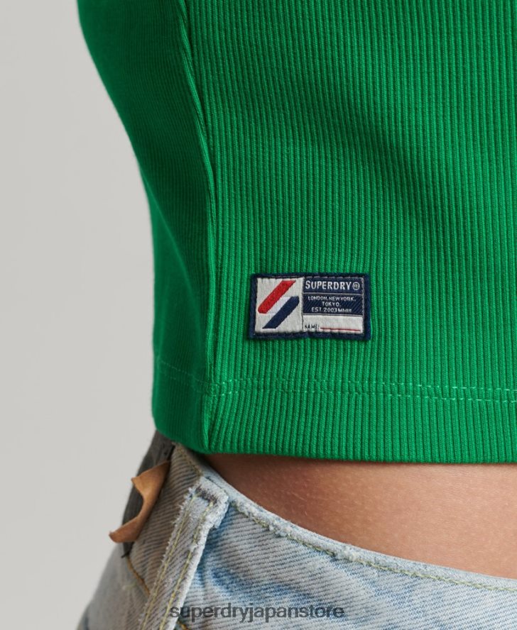 オーガニックコットン エッセンシャル フィット クロップ Tシャツ 女性 Superdry 衣類 緑 2J62PZ2809