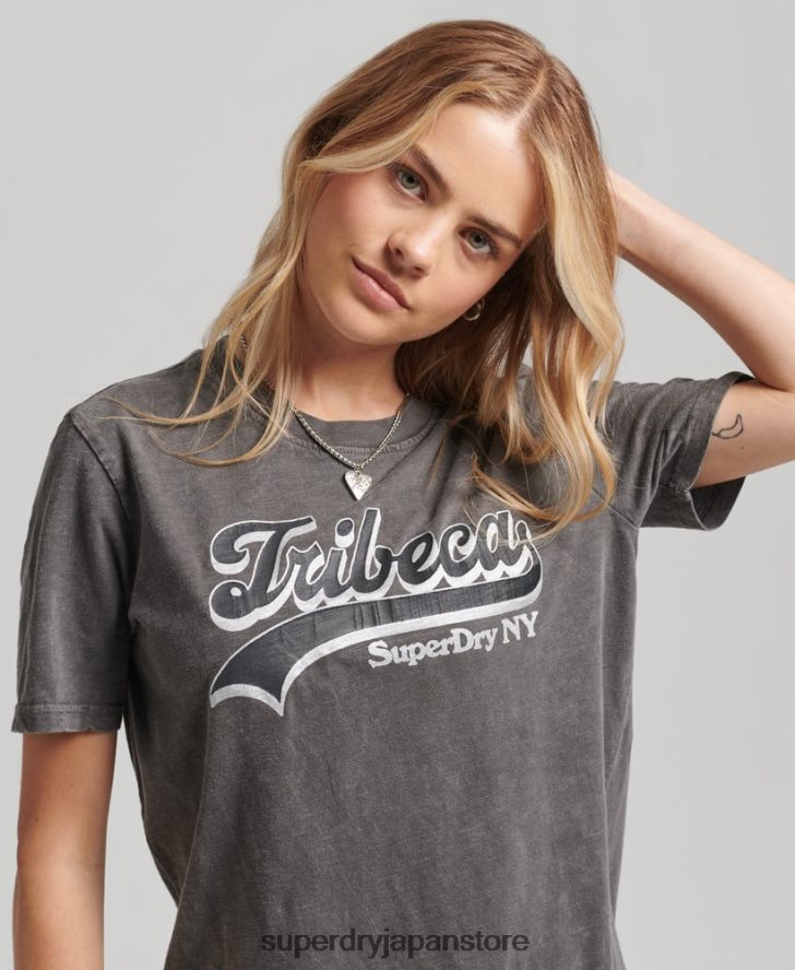 装飾グラフィックロゴ Tシャツ 女性 Superdry 衣類 濃い灰色 2J62PZ2810