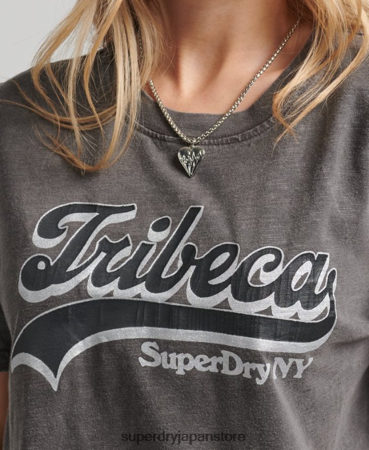 装飾グラフィックロゴ Tシャツ 女性 Superdry 衣類 濃い灰色 2J62PZ2810