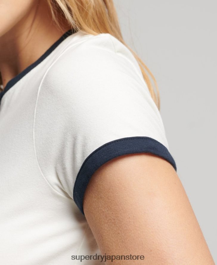 ヴィンテージ リンガー タイニー T シャツ 女性 Superdry 衣類 白 2J62PZ2817