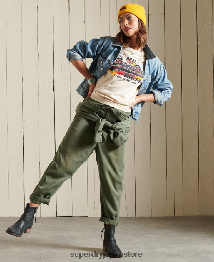 ヴィンテージロゴレインボーTシャツ 女性 Superdry 衣類 クリーム 2J62PZ2822
