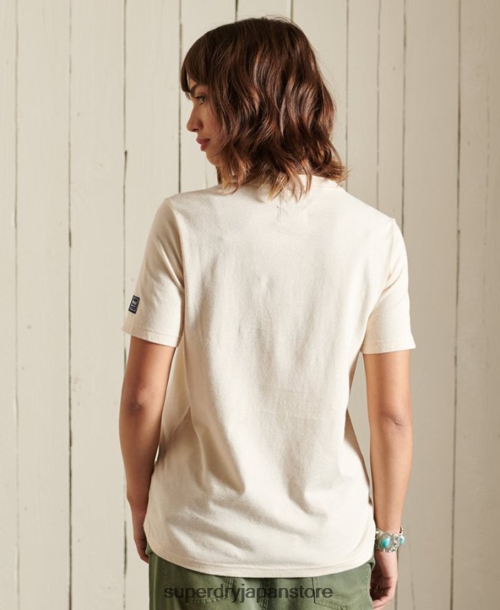 ヴィンテージロゴレインボーTシャツ 女性 Superdry 衣類 クリーム 2J62PZ2822