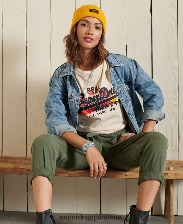 ヴィンテージロゴレインボーTシャツ 女性 Superdry 衣類 クリーム 2J62PZ2822