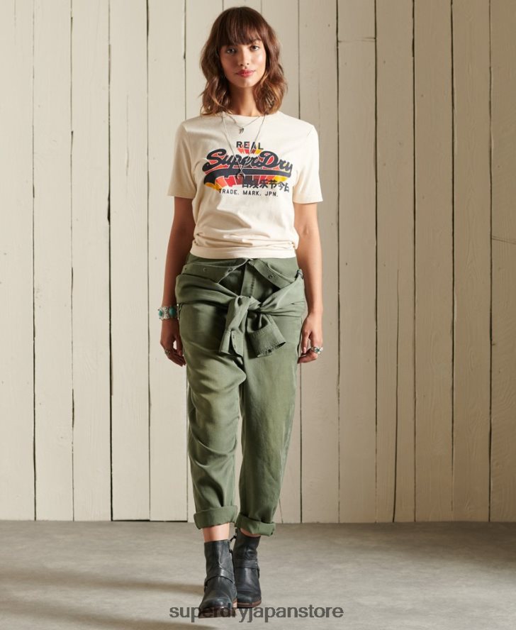 ヴィンテージロゴレインボーTシャツ 女性 Superdry 衣類 クリーム 2J62PZ2822