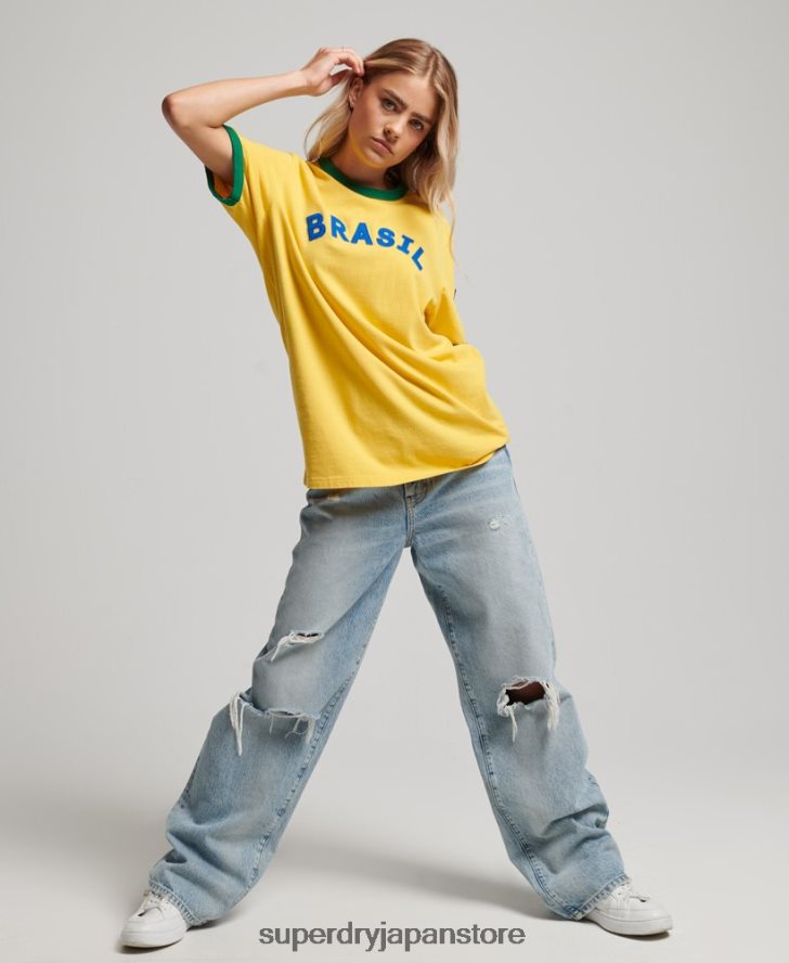 リングスパン フットボール ブラジル マッチデー T シャツ 女性 Superdry 衣類 黄色 2J62PZ2828