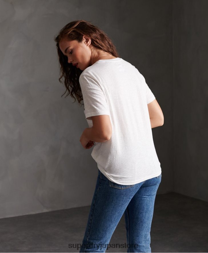 レトロストライプTシャツ 女性 Superdry 衣類 白 2J62PZ2830