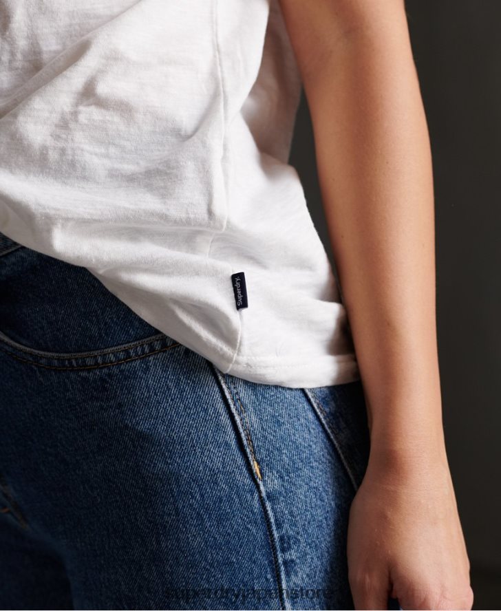 レトロストライプTシャツ 女性 Superdry 衣類 白 2J62PZ2830