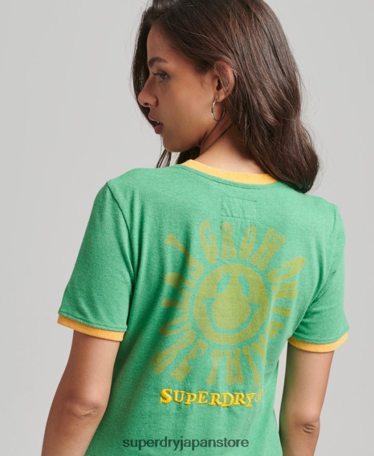 リサイクルリンガーTシャツ 女性 Superdry 衣類 緑 2J62PZ2831