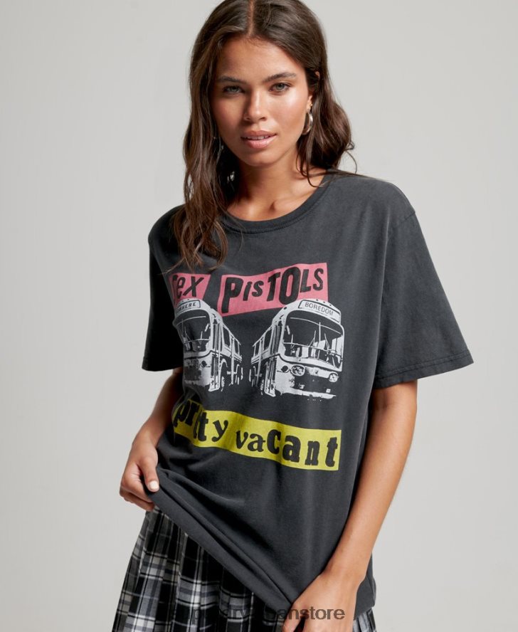 セックス ピストルズ 限定版バンド T シャツ 女性 Superdry 衣類 黒 2J62PZ2832