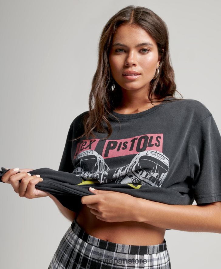 セックス ピストルズ 限定版バンド T シャツ 女性 Superdry 衣類 黒 2J62PZ2832