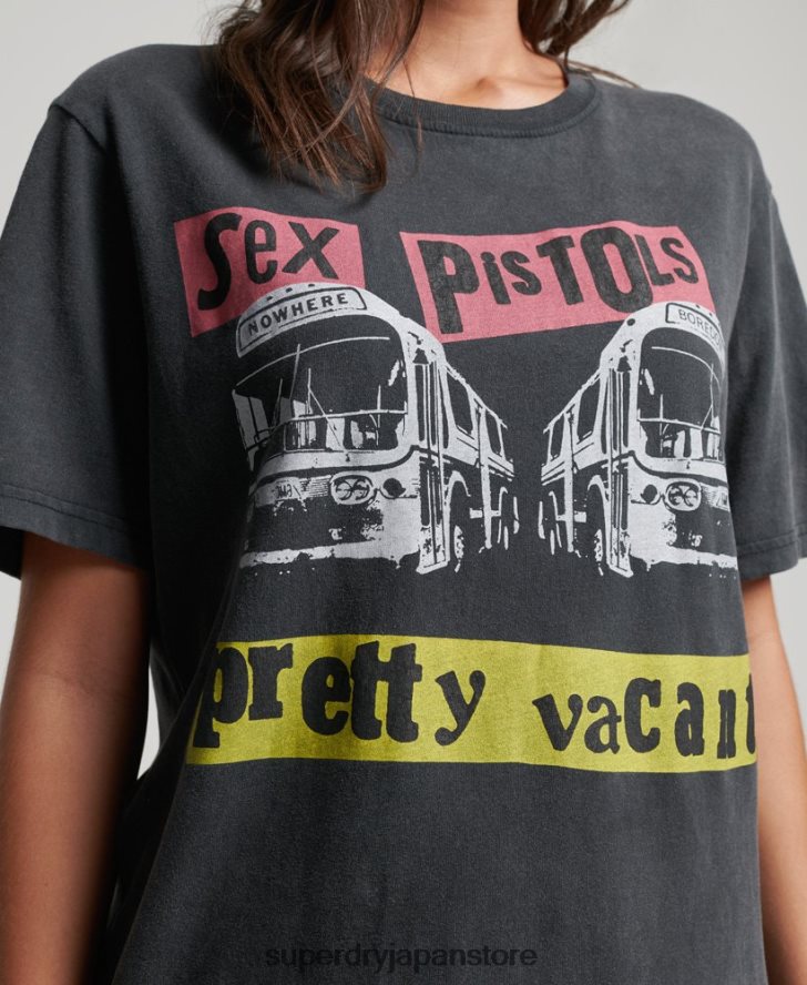 セックス ピストルズ 限定版バンド T シャツ 女性 Superdry 衣類 黒 2J62PZ2832