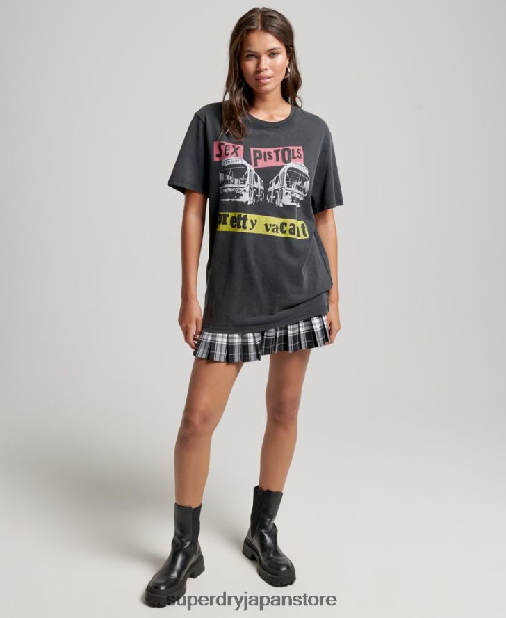 セックス ピストルズ 限定版バンド T シャツ 女性 Superdry 衣類 黒 2J62PZ2832