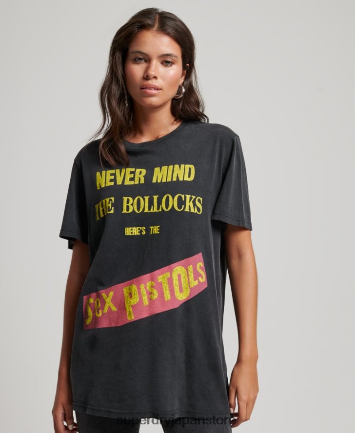 セックス ピストルズ 限定版バンド T シャツ 女性 Superdry 衣類 黒 2J62PZ2833