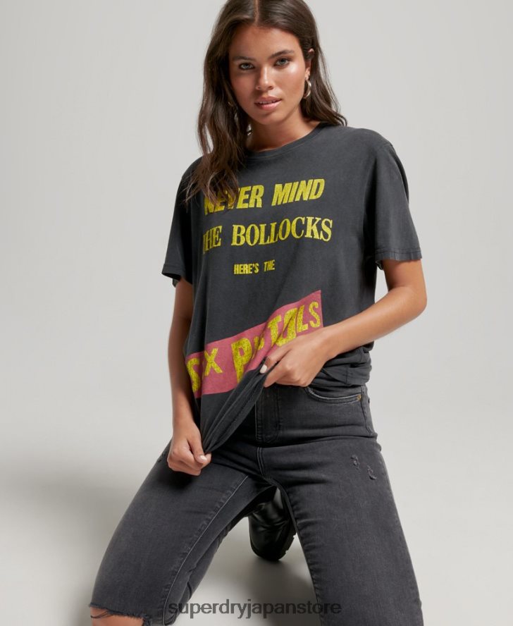 セックス ピストルズ 限定版バンド T シャツ 女性 Superdry 衣類 黒 2J62PZ2833