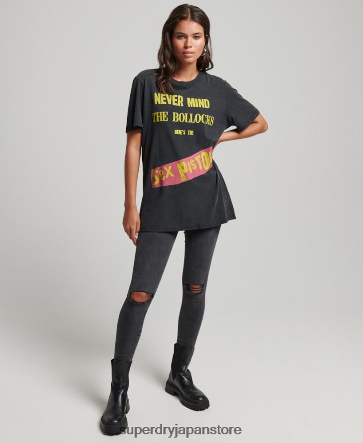セックス ピストルズ 限定版バンド T シャツ 女性 Superdry 衣類 黒 2J62PZ2833