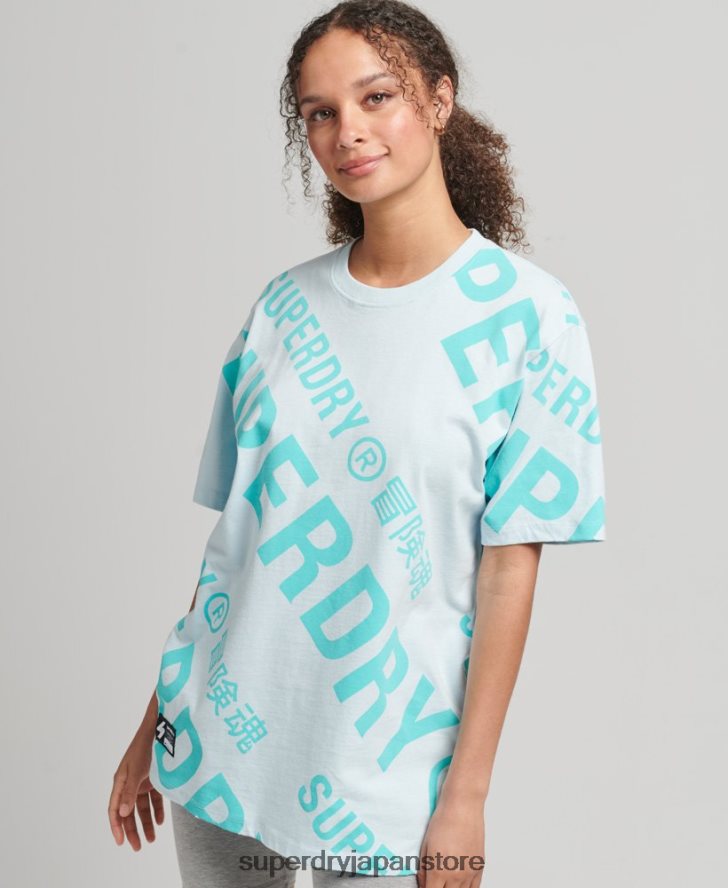コードコアロゴ オールオーバープリント Tシャツ 女性 Superdry 衣類 緑 2J62PZ2835