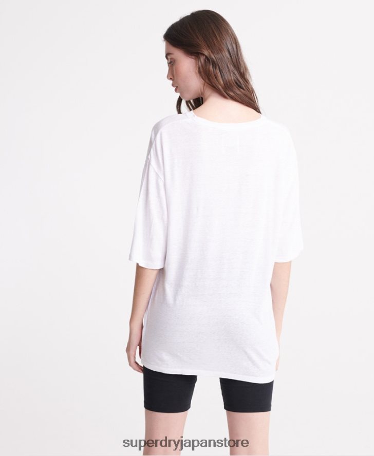 デザートリネンTシャツ 女性 Superdry 衣類 白 2J62PZ2839