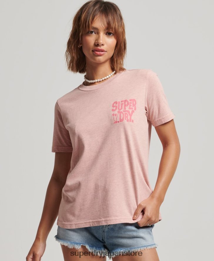 ヴィンテージトラベルステッカーTシャツ 女性 Superdry 衣類 ピンク 2J62PZ2840