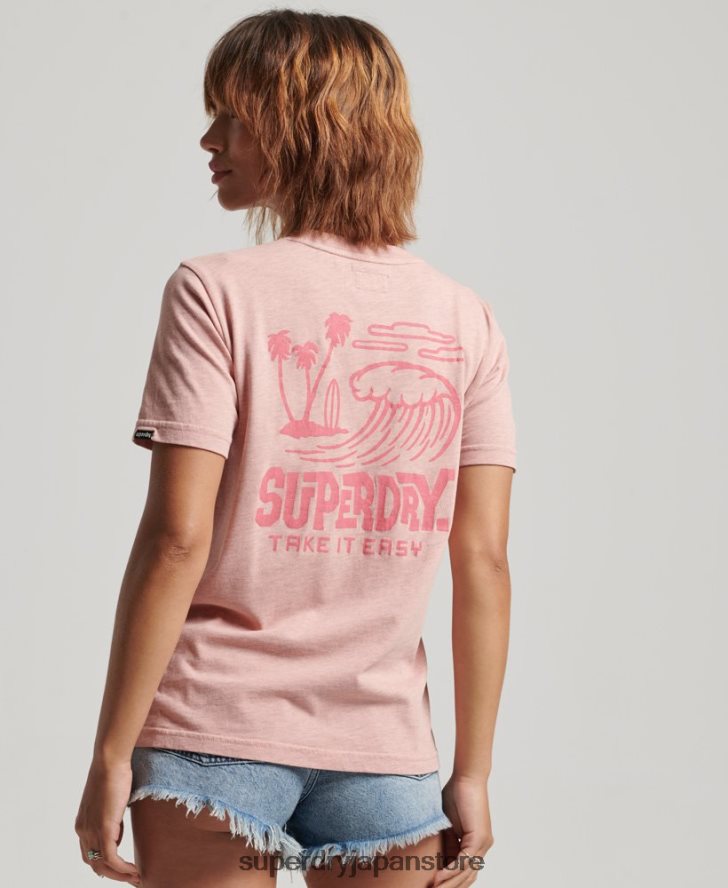 ヴィンテージトラベルステッカーTシャツ 女性 Superdry 衣類 ピンク 2J62PZ2840