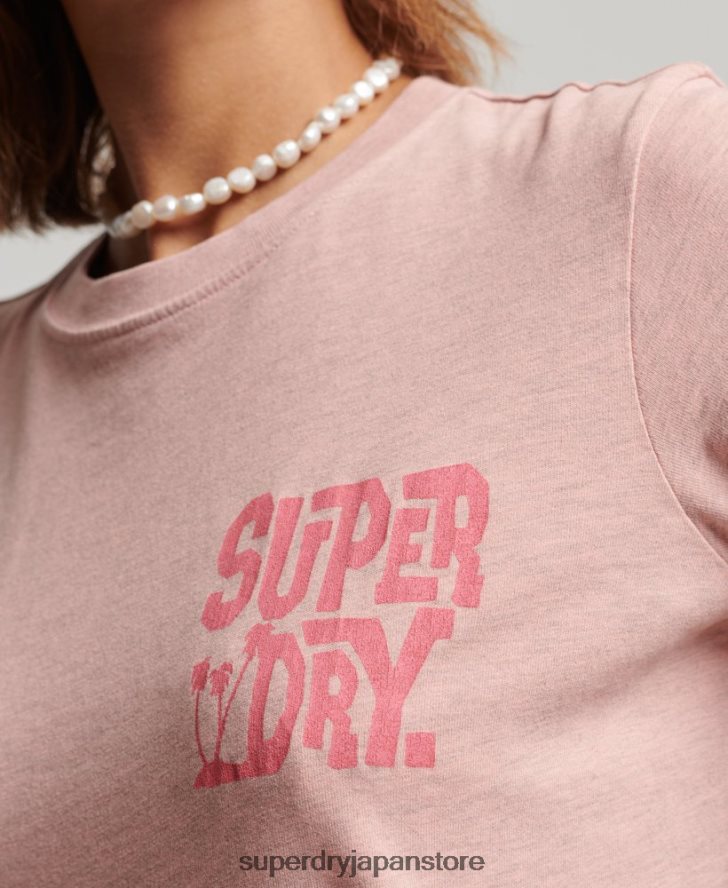 ヴィンテージトラベルステッカーTシャツ 女性 Superdry 衣類 ピンク 2J62PZ2840