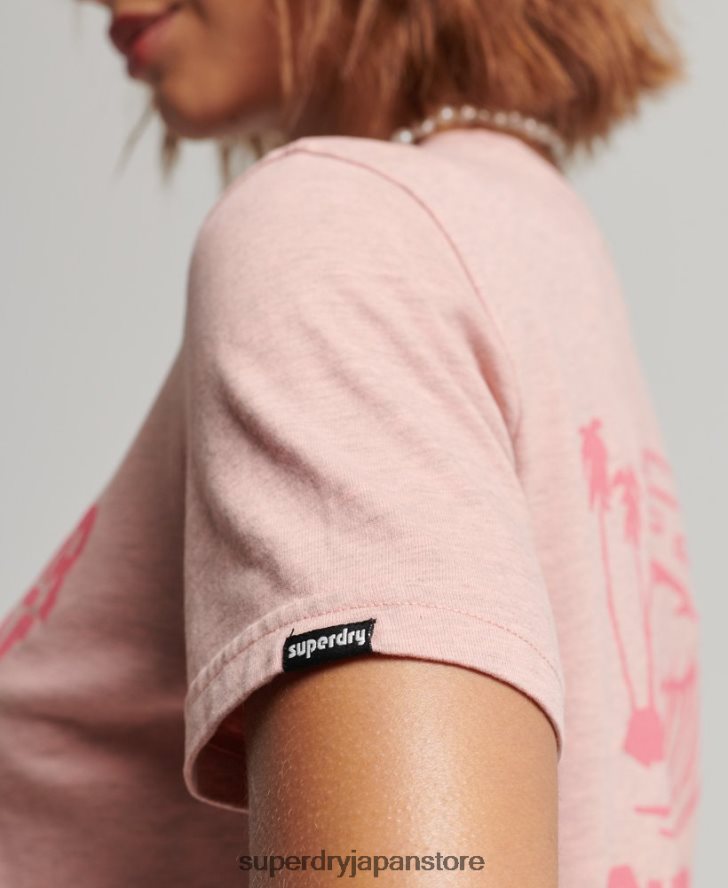 ヴィンテージトラベルステッカーTシャツ 女性 Superdry 衣類 ピンク 2J62PZ2840