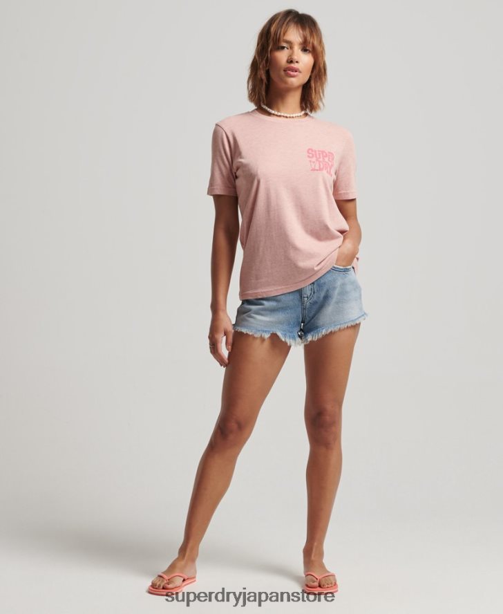 ヴィンテージトラベルステッカーTシャツ 女性 Superdry 衣類 ピンク 2J62PZ2840