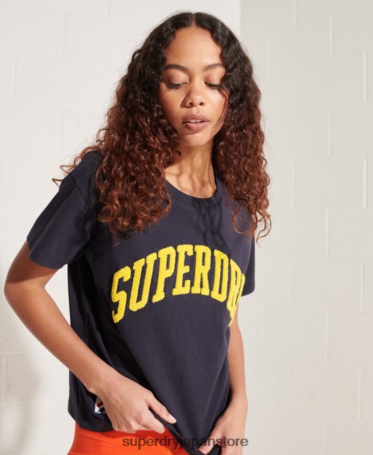 代表アーチ ボクシー T シャツ 女性 Superdry 衣類 海軍 2J62PZ2842