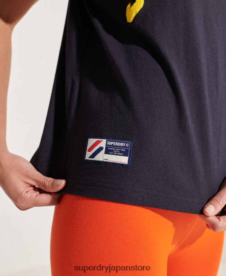 代表アーチ ボクシー T シャツ 女性 Superdry 衣類 海軍 2J62PZ2842