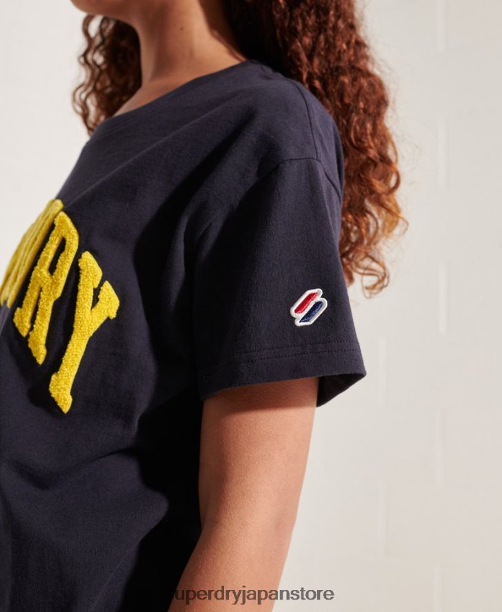 代表アーチ ボクシー T シャツ 女性 Superdry 衣類 海軍 2J62PZ2842