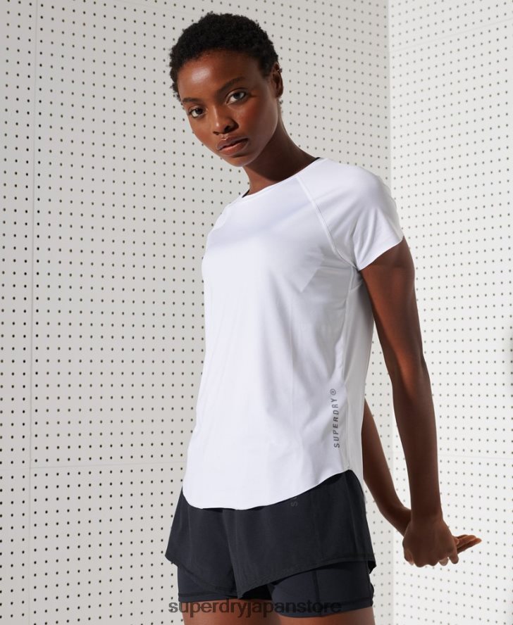 ランニングフリーTシャツ 女性 Superdry 衣類 白 2J62PZ2844
