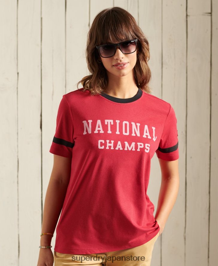大学アイビーリーグ T シャツ 女性 Superdry 衣類 赤 2J62PZ2850