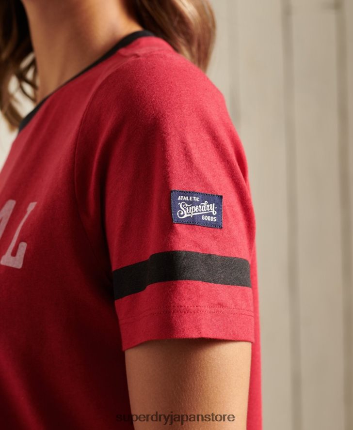大学アイビーリーグ T シャツ 女性 Superdry 衣類 赤 2J62PZ2850
