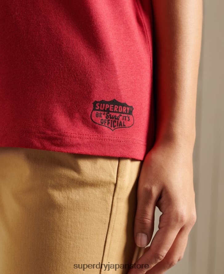 大学アイビーリーグ T シャツ 女性 Superdry 衣類 赤 2J62PZ2850