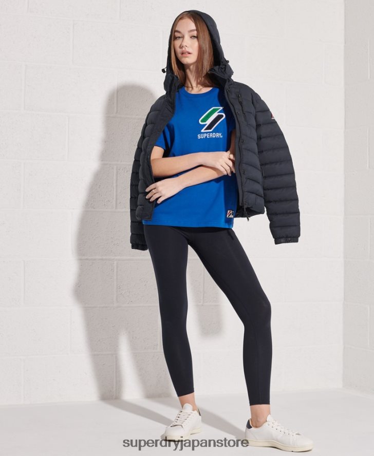 オーガニックコットン スポーツスタイル シェニール Tシャツ 女性 Superdry 衣類 青 2J62PZ2851