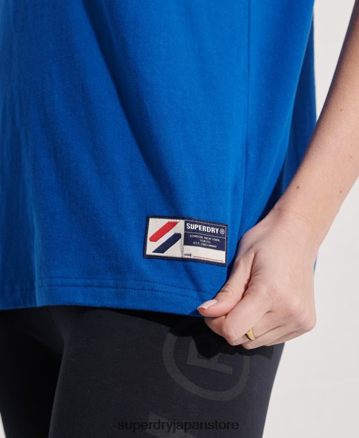 オーガニックコットン スポーツスタイル シェニール Tシャツ 女性 Superdry 衣類 青 2J62PZ2851