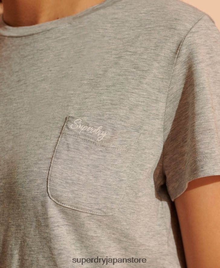 オーガニックコットン スクリプトクルーネック Tシャツ 女性 Superdry 衣類 グレー 2J62PZ2853