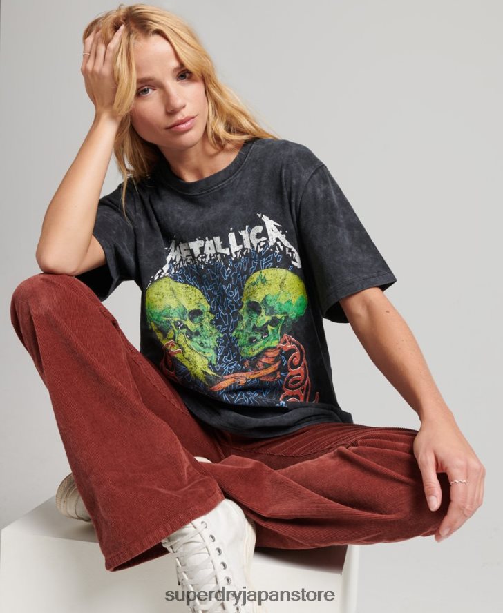 メタリカ限定バンドTシャツ 女性 Superdry 衣類 黒 2J62PZ2855